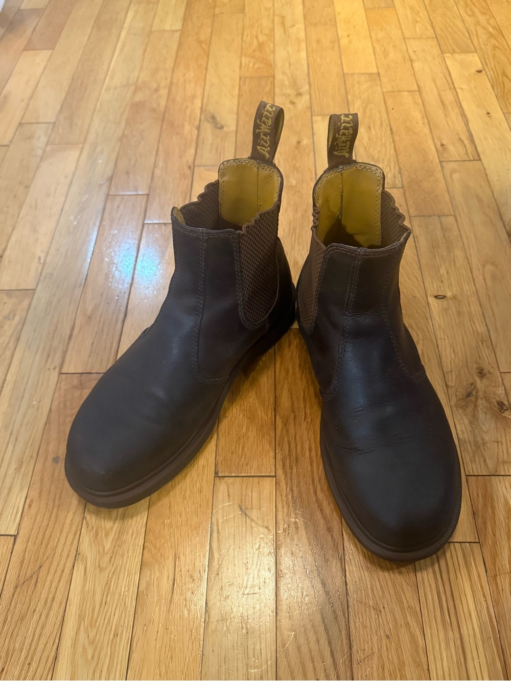 Brown Leather Dr.Martens Boots - Durable Slip-On Men's Shoes